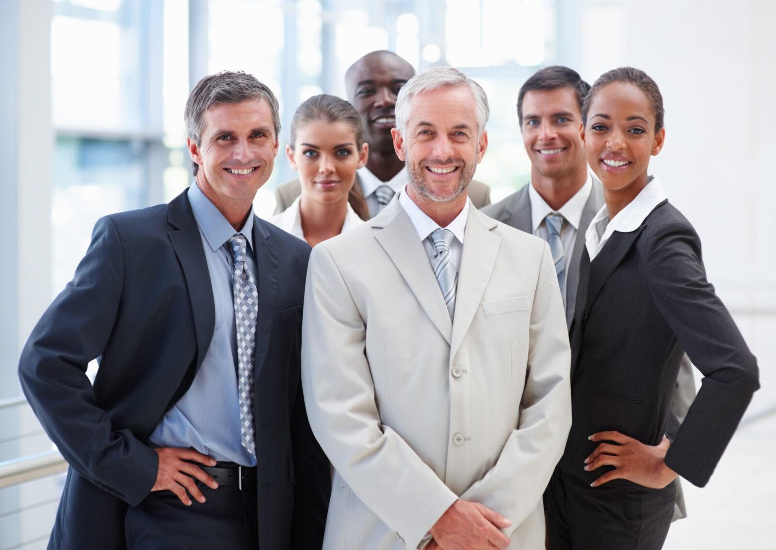 Portrait of happy multiracial business colleagues